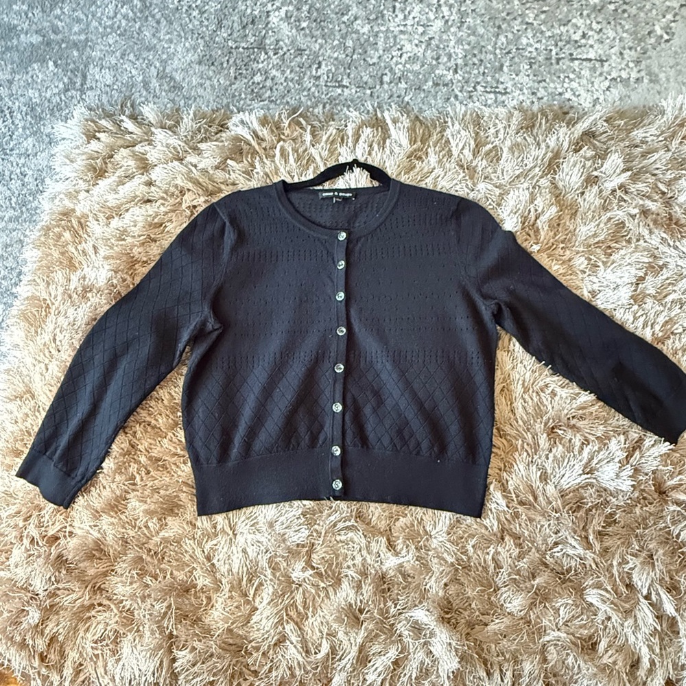 Cable & Gauge Black Textured Cardigan
